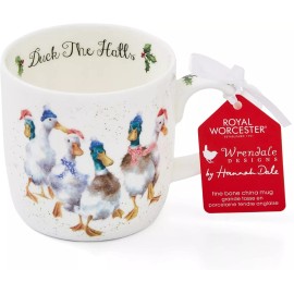 Royal Worcester Wrendale Designs Bone China 14 oz. Mug - Duck The Halls (Ducks)