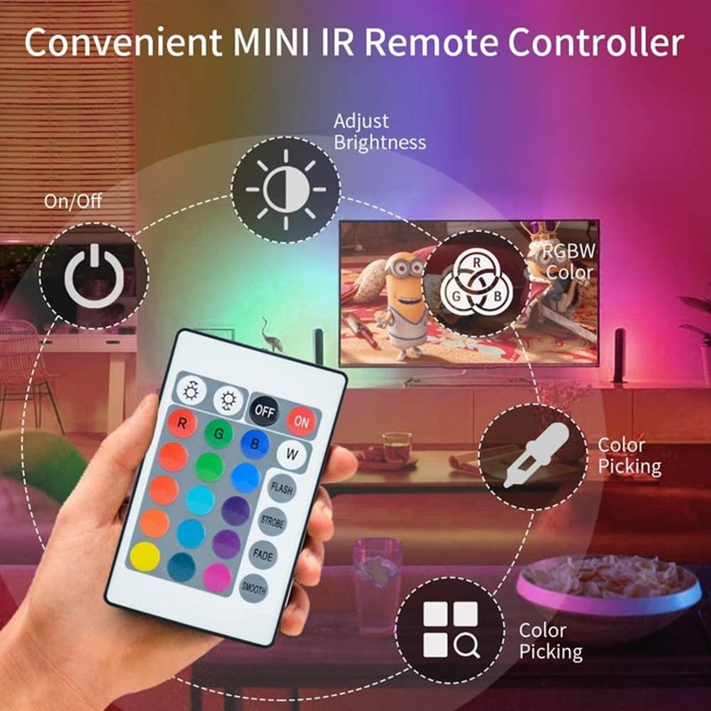 Meruido DC 5V 24 Key IR Remote Controller with 1m
