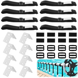 GOMETY Haltebänder Befestigungsbänder und Klammern, 8 PCS Pool Aufroller Aufrollvorrichtung Fahrbar Solarfolie, Zubehörteile für fahrbares Aufrollsystem für Pool-Planen/Abdeckungen