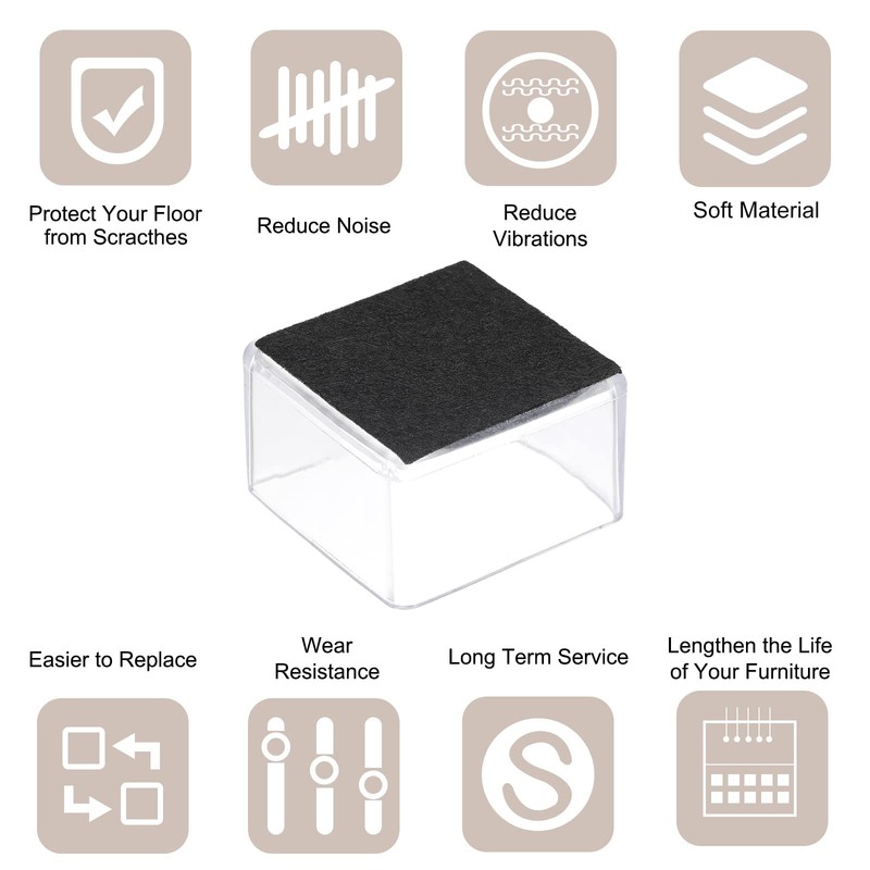 sourcing map Chair Leg Floor Protectors, 8Pcs Square PVC &
