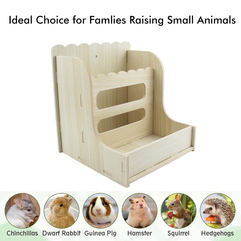 Amonk Wood Guinea Pig Hay Feeder for Cage 7x7x8in Including