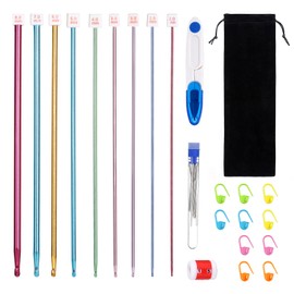 LIHAO 9 PCS Extra Long Crochet Hooks Needles Alumium Knitting Needles for Beginners