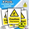 8-Pack Caution Trip Hazard Vinyl Sticker Sign Waterproof & UV-Resistant,