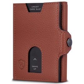 VON HEESEN Slim Wallet with RFID Protection, for Men and Women, Mini Purse, Credit Card Case, Small Wallet, Cognac-brown