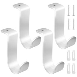 4 Pcs Closet Rod Brackets with Screws, Closet Rod Center Support Closet Rod Hangers Closet Shelf Rod Holder Heavy Duty Metal Bracket Wall Mount Closet Rod for Living Room Bedroom Office(1.38 Inch)