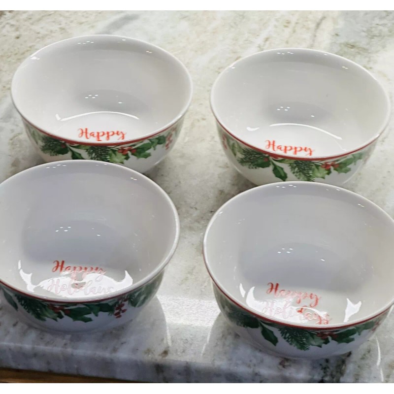 Royal Norfolk Set Of 4 ROYAL NORFOLK Christmas Holly Wreath