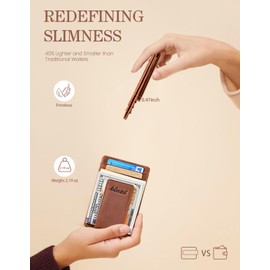 Money Clip, Front Pocket Wallet, Leather RFID Blocking Strong Magnet thin Wallet (one size,Khaki (Id Window Crazy Horse Leather))