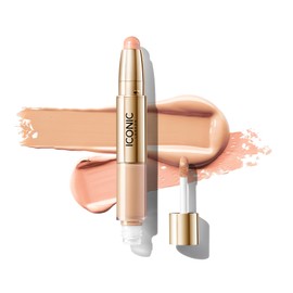 ICONIC LONDON Radiant Concealer & Brightening Duo | Creamy Liquid + Brightening Crayon Dual Ended Concealer, Cruelty Free, Vegan Makeup (Warm Fair) 0.08 oz