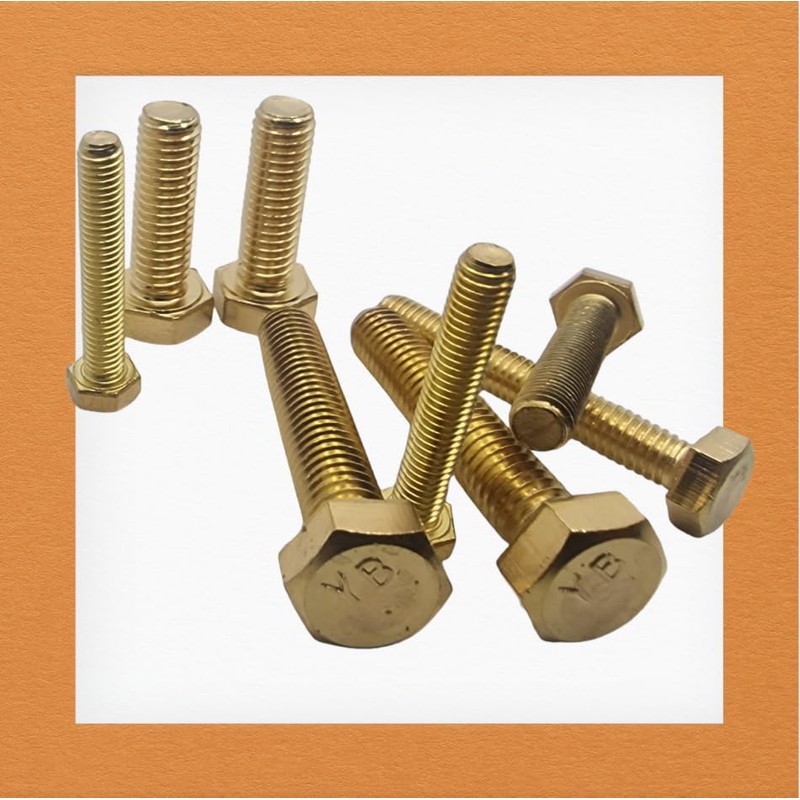 M5 x 50mm Solid Brass Hex Bolts Fully Threaded Hexagon