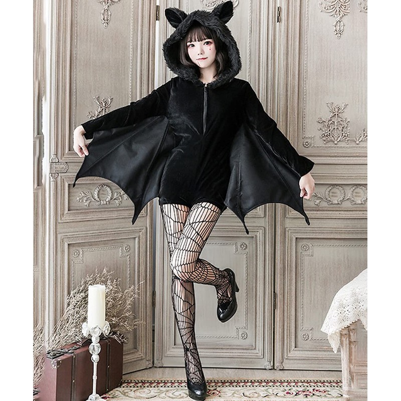 Milky Time Bat Halloween Cosplay Vampire Costume Set with Fishnet