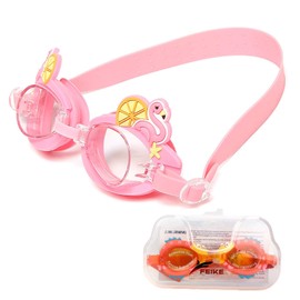 June Sports Cute Kids Swimming Goggles, Clear Vision Waterproof UV Protection Triathlon Swim Goggles No Fog with Free Protection Case for Children Teens,3-12 Year Old Boys Girls Pink Swan SG7