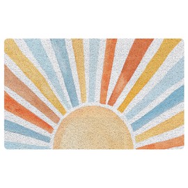 URLLUAE Boho Sunshine Door Mat, Retro Mid Century Modern Abstract Colorful Sun Doormat Welcome Mats for Front Door Porch Outdoor Outside Entrance, Boho Bath Rug for Bathroom, 17x30 Inch