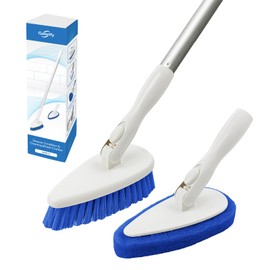 Qaestfy Shower Scrubber Cleaning Brush Combo Bath Tub Tile Cleaner Scrubber Brush with 51'' Adjustable Long Handle Scrub Brush for Bathroom Shower Bathtub Wall Mop Cleaning Scrubbing