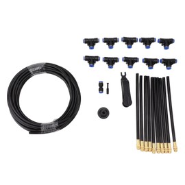 Above Ground Sprinkler System Kit for Large Areas with 360° Adjustable Bendable Nozzle, Lawn Garden Irrigation System Kit with 10m Hose and Full Set of Accessories (US Standard)