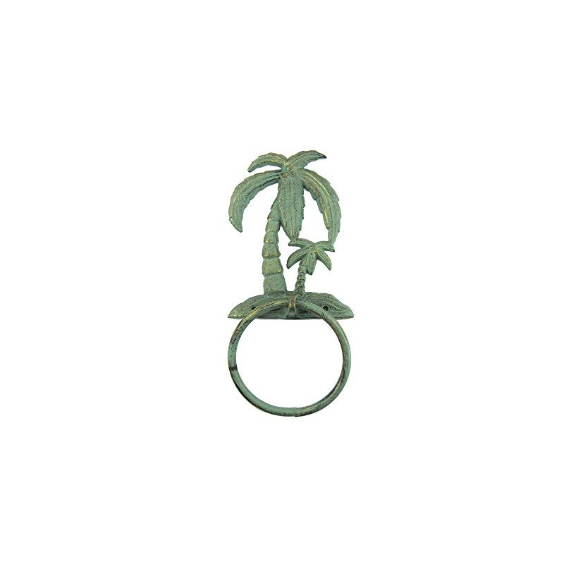 Decorative Cast Iron Towel Ring - Palm Tree Towel Holder