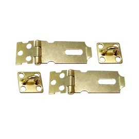 QCAA Safety HASP with Fixed Staple Steel Construction 2-1/2" Inch, Brass Plated, 2 Pack, Made in Taiwan