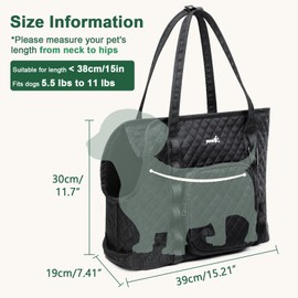 Pecute Dog Purse Carrier, Dog Carrier with Pockets for Small Dogs, Fits Dogs 5.5 lbs to 11 lbs, Lightweight Dog and Puppies Tote Bag Carrier, Outing, Travel, Vet, Green