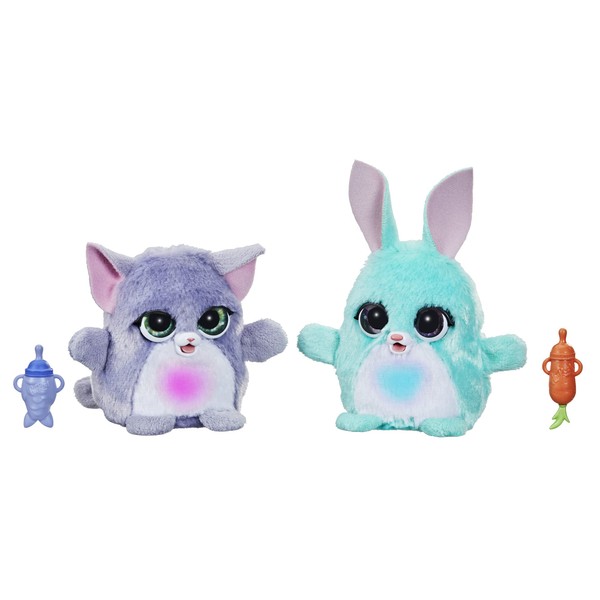 furReal Fuzzalots Kitty and Bunny Color Change Interactive Feeding Toy,