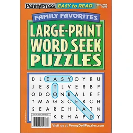 Penny Press Family Favorites Large Print Word Seek Puzzles February 2026