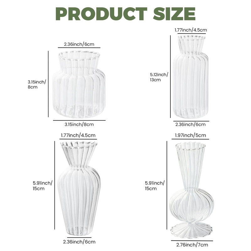 Odowalker Clear Flower Vase Set Small Glass Bud Vases Bulk