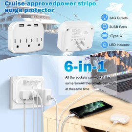 Cruise Ship Essentials 2025 - Complete Cruise Must Haves Kit with Cruise-Safe Non-Surge Power Strip, Adjustable Lanyards, Magnetic Hooks, Luggage Tags & Reusable Towel Bands for All Cruise Lines