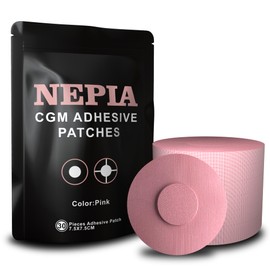 Nepia Adhesive Patches, 30PCS Pink Waterproof CGM Covers - No Glue in The Center, 14 Days Long Stay, Sweatproof for Sensor Protection
