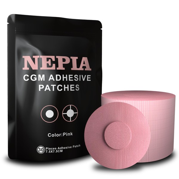 Nepia Adhesive Patches, 30PCS Pink Waterproof CGM Covers - No