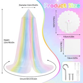 Huiguli Rainbow Bed Canopy, Round Dome Girls Bedroom Accessories, Kids Princess Bed Curtains and Mosquito Nets, Dreamy Bed Canopy for Girls