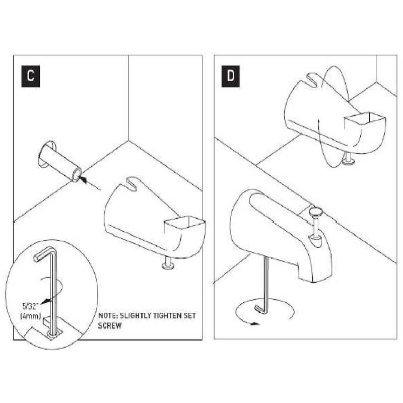 Design House 522912 Slip-On Pull-Up Wall Mount Tub Diverter Spout,