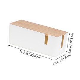 Operitacx Cable Storage Box with Bamboo Lid, Cable Management Box for Practical Storage of Cables, Small Items, Dustproof, Durable