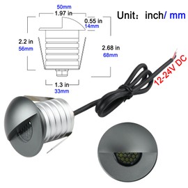IBLLIGHT LED In-Ground Step Light- Half Moon Anti-Glare, 3W 12V-24V DC, Recessed Wall Lights, IP67 Waterproof, Buried Underground Outdoor Landscape Lighting,Warm White 3000K(1 Pack)