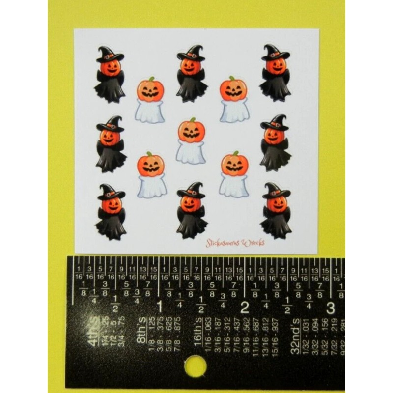 Stickasaurus Wrecks Vintage Style Mini Pumpkin Headed Ghosts Mini Sticker