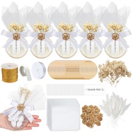 Misdary 50 Set Wedding Almond Candy Favors for Guests Include Ring and Tulle Bag DIY Marzipan Souvenirs for Engagement Bridal Shower Italian Wedding Tradition Gift, No Almond Candy(Wax Seal)