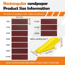 100 PCS Rectangle Micro Sander Kit 3.5” x 1” with Handle Sander Tool Detail Sand Paper 10grits Sanding Strip 60 to 2000 grit Sandpaper Strips Sticky for Wood Metal Craft Tight Narrow Space (Combo 2)