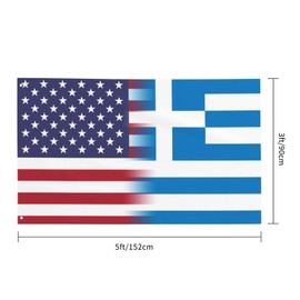 Greece USA Friendship Flag - Indoor and Outdoor Decoration Flag - Garden Courtyard Party Wall Home Porch Festival Funny Flags - 3X5FT