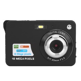 Digital Camera 8X Zoom, 18MP Pocket Compact Digital Camera with 2.7in LCD Display, CMOS Sensor, Built-in Microphone, Support Maximum 32GB Memory Card(Black)