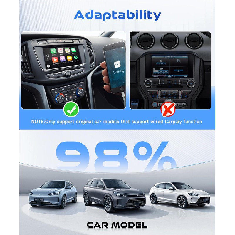 2025 Wireless Android Car & Carplay Wireless Adapter, 2-in-1 Stick