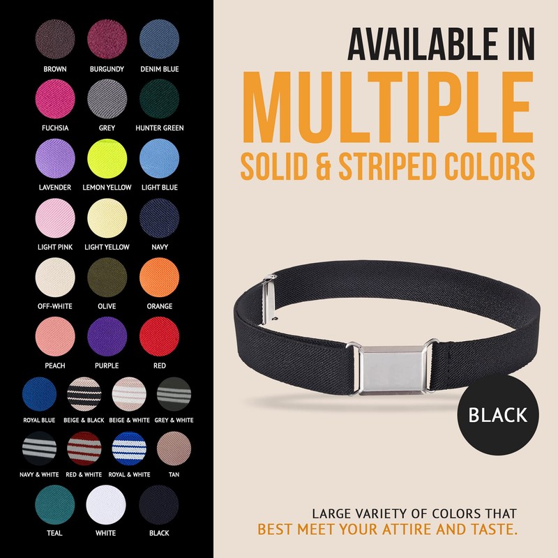 HOLD’EM Kids Belts for Boys Silver Square Buckle - Black