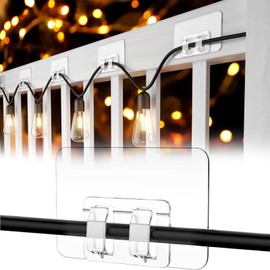 EYBDYB 50 PCS Weatherproof Outdoor Light Clips | Heavy-Duty Adhesive Hooks for String Lights, Siding & Patio | No-Drill, Waterproof & UV-Resistant