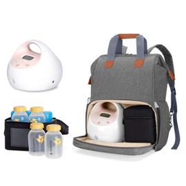 Teamoy Breast Pump Bag Compatible with Spectra S1,S2, Medela and Cooler Bag, Convertible Breast Pump Tote and Backpack with Laptop Sleeve for Working Moms, Gray