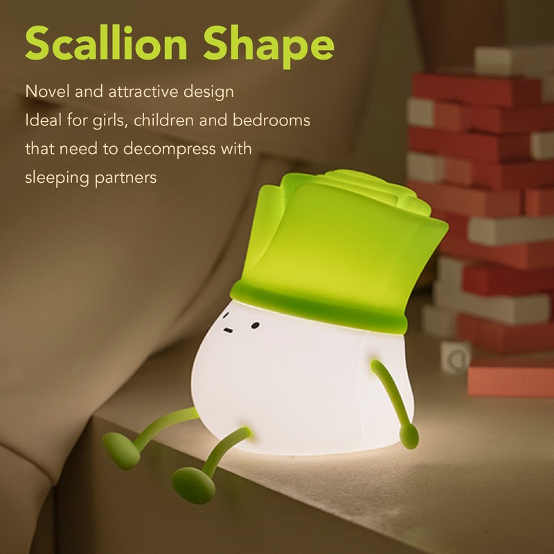 Cute LED Night Light Tap Control Rechargeable 1.5W Decorative Scallion
