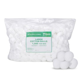 Oasis Large Cotton Balls, 1000 Bulk Count, Soft & Absorbent Cotton Balls for First Aid, Medical, and Beauty