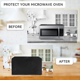 Klmnop Microwave Oven Cover, Heat-Resistant and Waterproof Toaster Oven Dust Cover， Universal Suitable for Most Microwave Ovens(Black)
