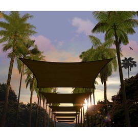 Amgo Custom Size 17' x 19' Brown Rectangle Square Sun Shade Sail UPF50+ AGTAPS12, Order to Make Canopy Awning, 95% UV Blockage, Water & Air Permeable, Commercial and Residential (We Customize)