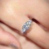 Three Diamond Women's Ring Stainless-Steel Cubic-Zirconia (Silver, 9#)