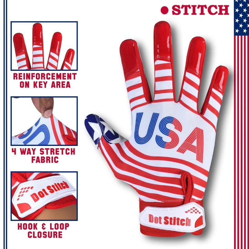 Dot Stitch Football Gloves (USA, Youth X-Large)