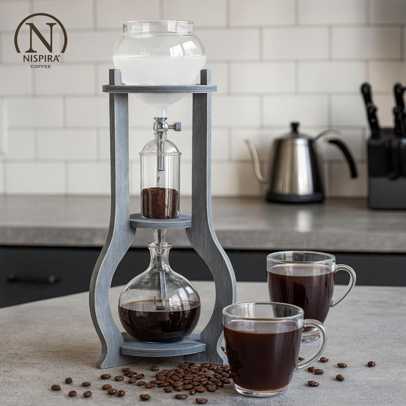 Nispira Iced Coffee Cold Brew Drip Tower Coffee Maker Wooden,