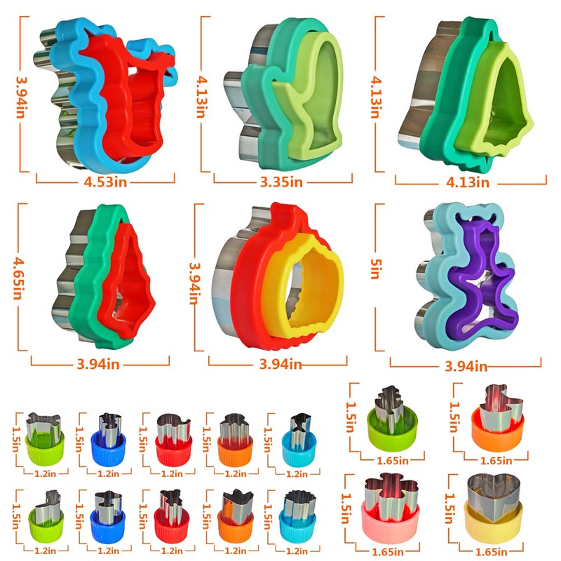 RHAICXANS Cookie Cutters Sandwich Cutter for Children, 20 Pieces Vegetable