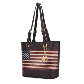 MKF Collection USA Tote Shoulder Bag for Women Vegan Leather Patriotic Handbag, Lady Fashion American Flag Satchel Purse