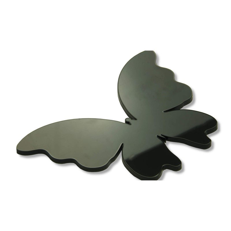 FLEXISTYLE modern wall clock Butterflies black acrylic glass high gloss